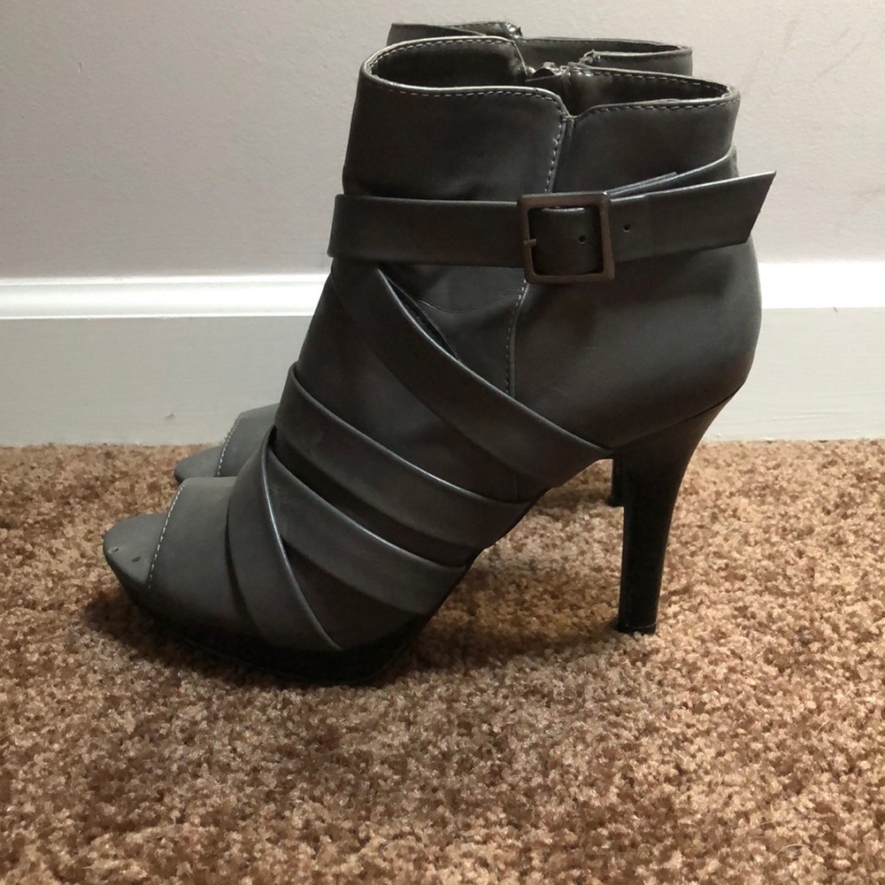 Grey heel booties